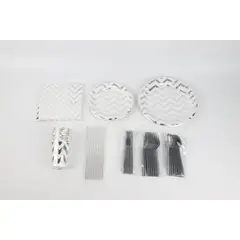 PIA COPELLO STORE - Set de Vajilla Descartable 80 Piezas - Zig Zag Silver