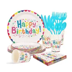 PIA COPELLO STORE - Set de Vajilla Descartable 80 Piezas - Happy Birthday