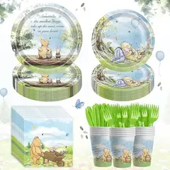 PIA COPELLO STORE - Set de Vajilla Descartable 80 Piezas - Osito