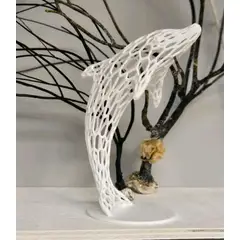 GENERICO - ADORNO EXCLUSIVO DELFIN VORONOI BLANCO 23cm x 11cm x 16Cm