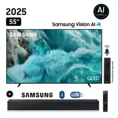 SAMSUNG - Televisor QLED 55 Visión AI Smart TV QN55Q7FAAGXPE + Soundbar HW C400