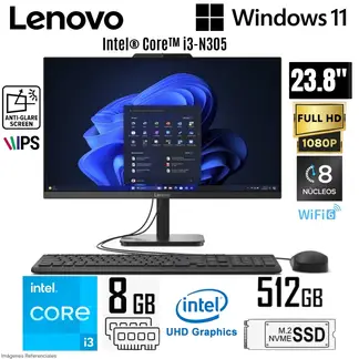 LENOVO - All in One V100 Intel Core i3-N305 8GB RAM 512GB SSD 23.8" FHD IPS