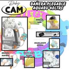 GENERICO - BAÑERA AQUABU 48 Lt TERMÒMETRO Y REGADERA ELECTRICA -GRIS