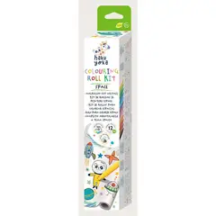 HAKU YOKA - Set de coloreo espacio Rollo de papel + 12 crayones