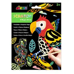 AVENIR - Hojas para raspar scratch art modelo aves mágicas 04 piezas