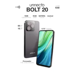 UNNECTO - Celular Bolt 20 256GB ROM + 6GB + (4GB + 4GB RAM EXTENDED) - Negro