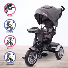 EBABY - Triciclo Guiador Reversible para Niño «ZOE» Gray