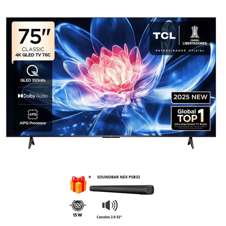 TELEVISOR QLED 75 75T6C UHD 4K SMART TV + SOUNDBAR NEX