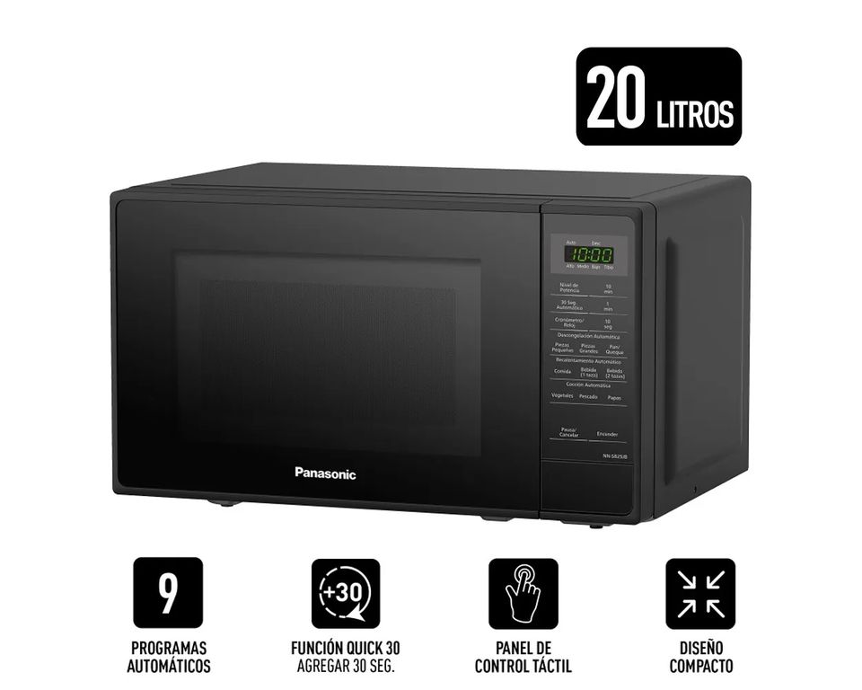 Microondas 20 Litros Negro Digital 700 Watts 9 Programas NN-SB25JB (Nuevo)