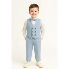 GENERICO - Traje para niño con pantalón chaleco y corbata michi en polistel