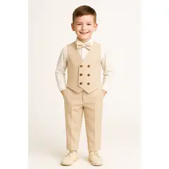 GENERICO - Traje para niño con pantalón chaleco y corbata michi en polistel