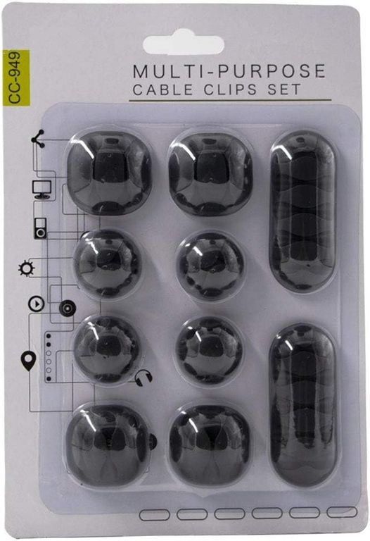 Set Juego Clip de Cable Cargador Usb Soporte de Cable NEGRO