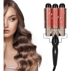 GENERICO - Rizador Profesional Ondulador de 3 Barriles Cabello - Dorado