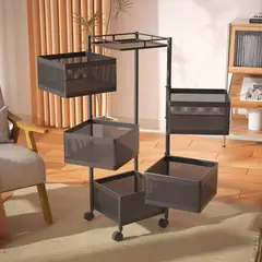 GENERICO - Estante de Cocina 5 Pisos Cuadrado negro de Acero Inoxidable