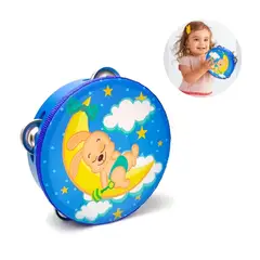 GENERICO - Pandereta Infantil de Madera con 4 chapas - Azul