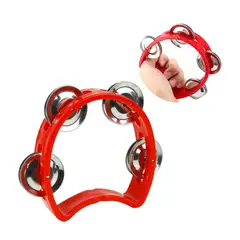 GENERICO - Pandereta Infantil Plástica 4 Chapas 10 cm - Rojo