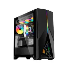 TEROS - Caja Gamer Te-1174N Mid Tower Negra Con Ventilador Argb, Usb 3.0 Y Audio Para Gaming