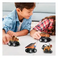RYBIU IMPORT - Pack4 Carro Dino Set 4 y Moto de Niño Dino Y+Regalo Agendita