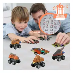 RYBIU IMPORT - Pack12 Moto de Juguete Aventura Dino Y+Regalo Stickers