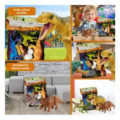RYBIU IMPORT - Pack6 Set de Dinosaurios Multicolor Set 5 Y+Regalo Stickers