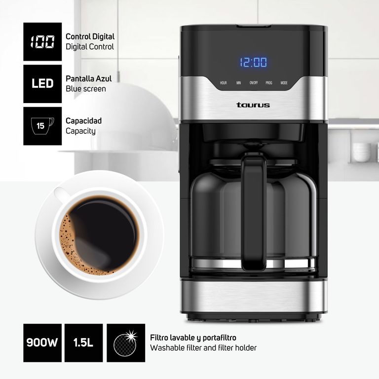 Cafetera Alba Digital de 1.5 litros , CAP 15 tazas