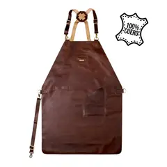 GRILLCORP - Mandil de Cuero Classic Marrón Mr Apron
