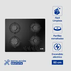 SOLE - Encimera Vidrio Templado A Gas 60cm SOLCO049