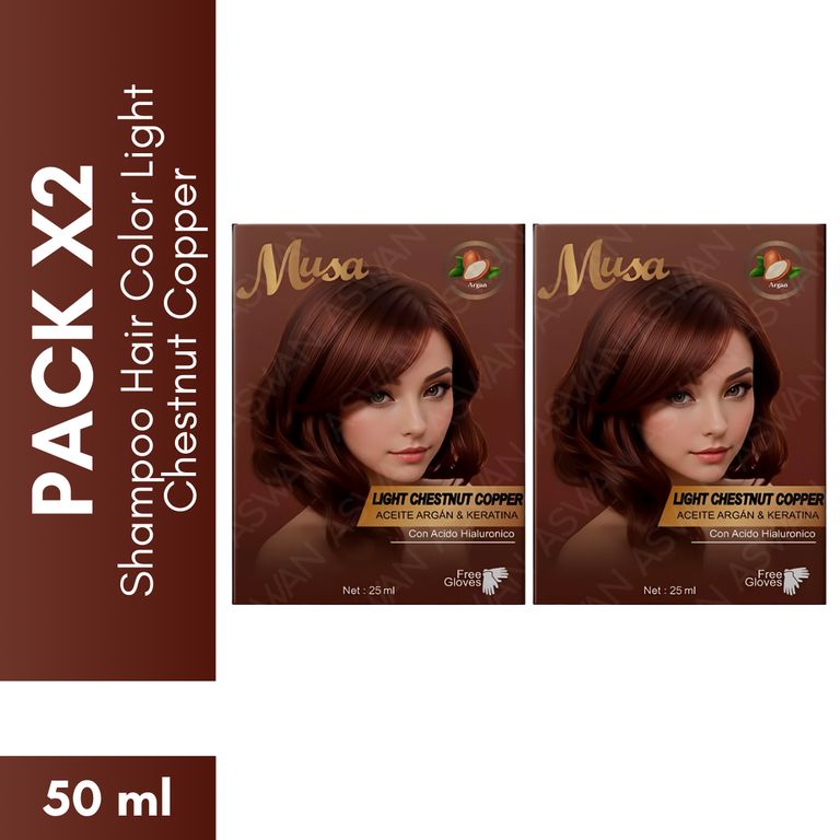 Pack x2 Shampoo Hair Color Light Chestnut Copper 25 ml - MUSA