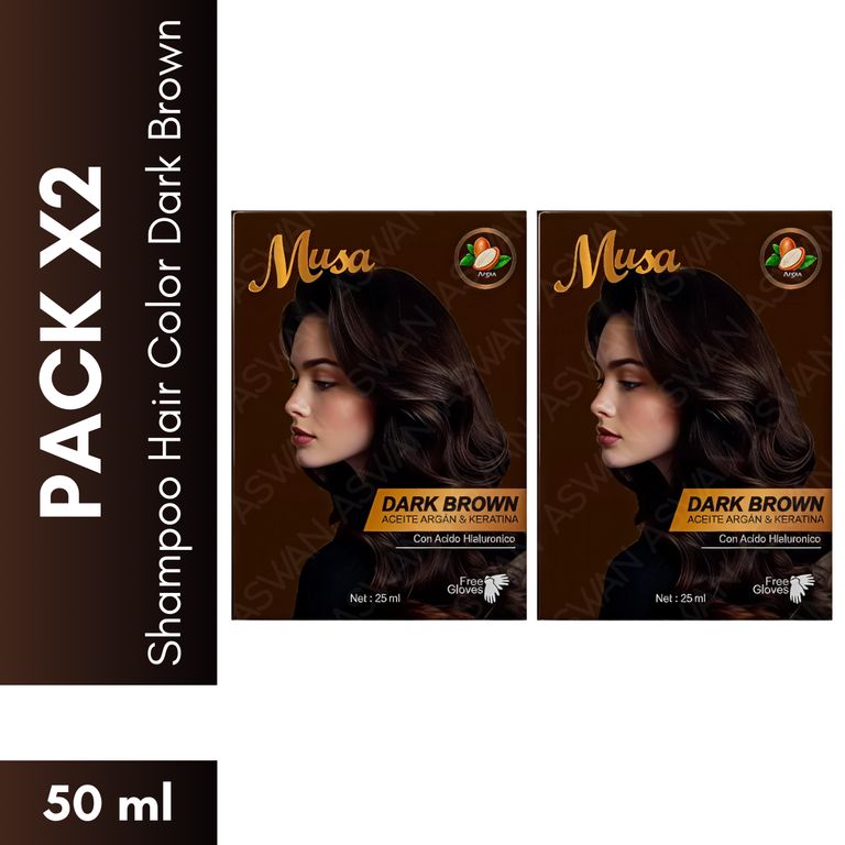 Pack x2 Shampoo Hair Color Dark Brown 25 ml - MUSA