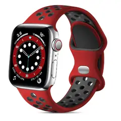 GENERICO - Correa para apple watch 44mm Rojo-Negro
