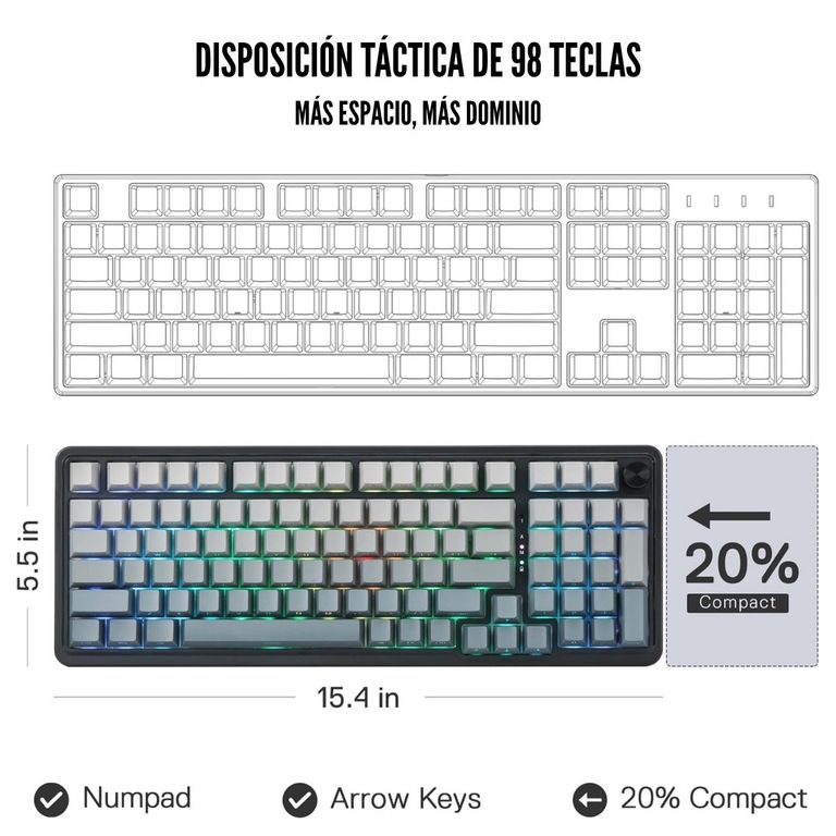 - Teclado Eisa Pro K686SP 96% Wireless Black Degraded