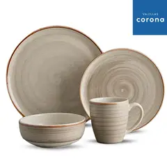CORONA - Vajilla 4-16 Caoba Gris - Vajillas