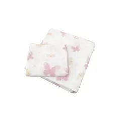 SESAMO - Sabanas Bebe Pack and Play 100% Algodon Mariposas Lila