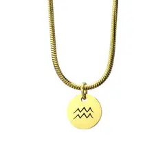 GENERICO - Collar Cadena Signo Acuario Enchapado en Oro 18k para mujer