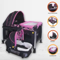 EVEZO - Cuna Corral Para Bebés «ZYBELA» Pink