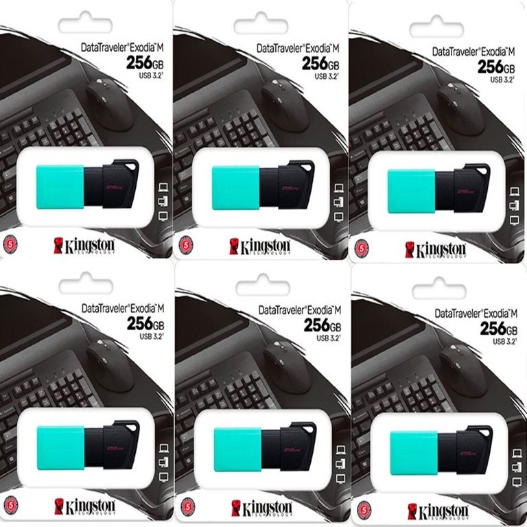MEMORIA USB EXODIA M 256GB TURQUESA KIT 6 UNIDADES