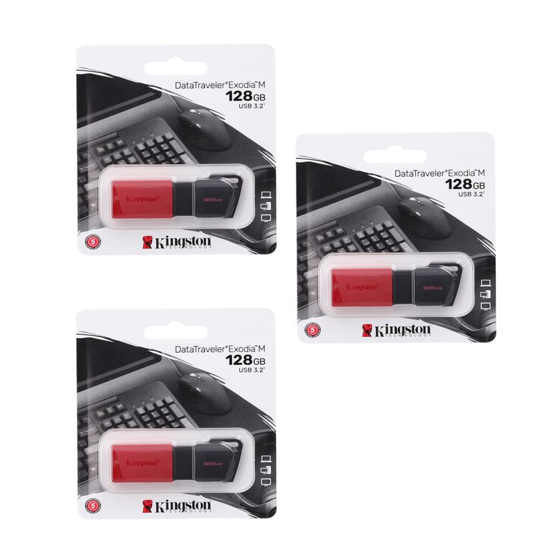MEMORIA USB EXODIA M 128GB ROJO KIT DE 3 UNIDADES