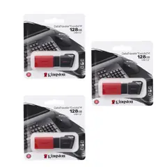KINGSTON - MEMORIA USB EXODIA M 128GB ROJO KIT DE 3 UNIDADES