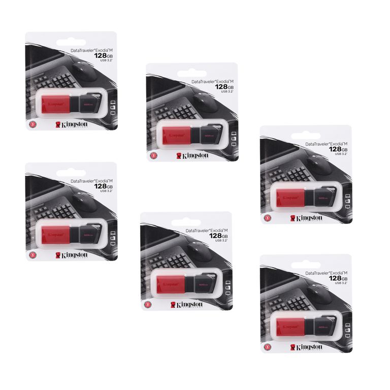 MEMORIA USB EXODIA M 128GB ROJO KIT DE 6 UNIDADES