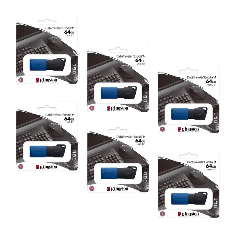 MEMORIA USB EXODIA M 64 GB NEGRA KIT DE 6 UNIDADES