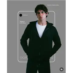 GENERICO - Polera Hombre Abierta Negro Algodón Franela