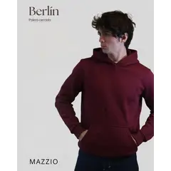 GENERICO - Polera Hombre Berlín con Capucha Cerrada de Algodón Franela