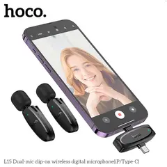 HOCO - Micrófono Tipo C Y Lightning Para Celular L15 Dual Mic