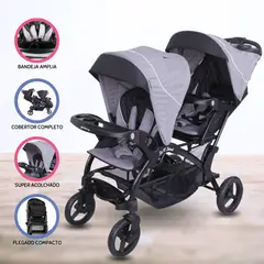 EBABY - Coche Cuna Mellicero para Bebé »DUO LANDER» Gray