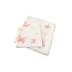 SESAMO - Sabanas Bebe Pack and Play 100% Algodon Mariposas Rosadas