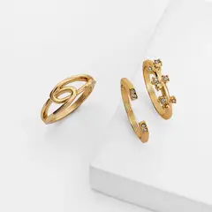 CYZONE - Set de aretes earcuff Goldy x3