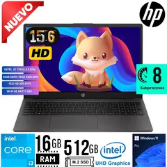 HP - LAPTOP 250 G10 Core i3 1315U - 13va 15.6" HD RAM 16GB SSD 512GB W11 PRO NP : A29CMLA