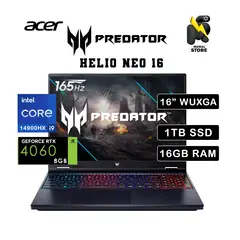 ACER - LAPTOP PREDATOR HELIOS NEO 16 PHN16 / INTEL i9-14900HX /1.T B / 16 GB RAM / RTX 4060 / 16"165HZ