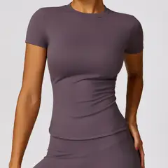 TIOZONEY - Camiseta deportiva de manga corta para mujer-Morado