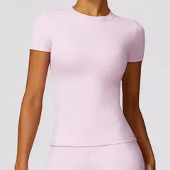 TIOZONEY - Camiseta deportiva de manga corta para mujer-Rosado